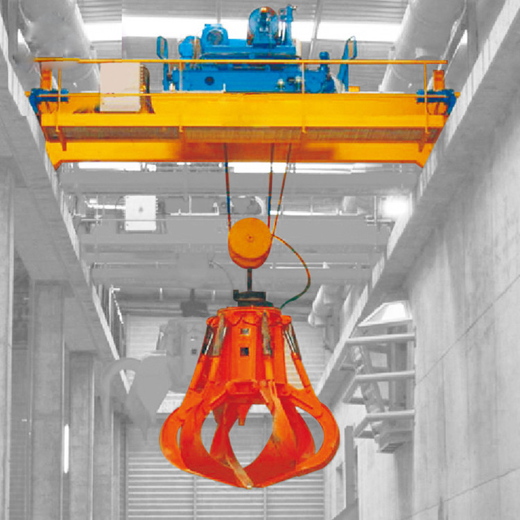 Warehouse High Duty Garbage Crane Electric Hoist Double Four Wire Rope Grab