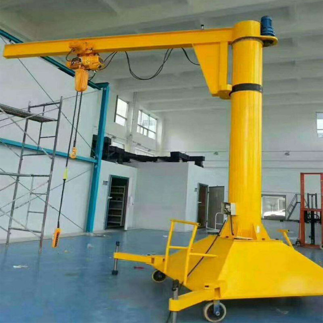Warehouse 500kg Electric Portable Jib Crane On Wheels